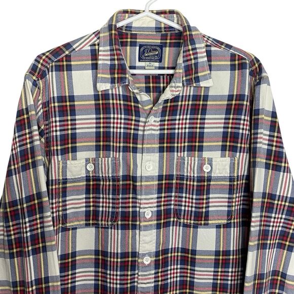 J Crew Shirt Mens Medium Flannel Plaid Button Up Long Sleeve Pockets Preppy - Picture 4 of 9